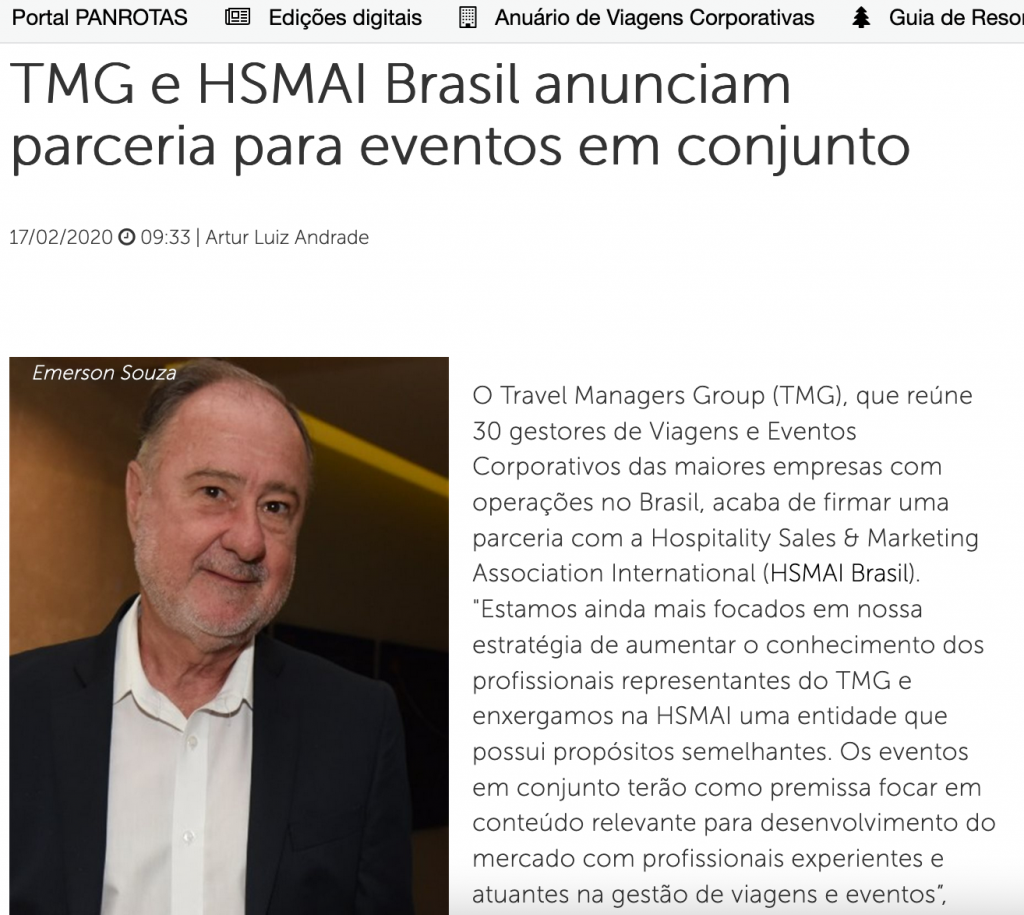 TMG e HSMAI Brasil anunciam parceria para eventos em conjunto