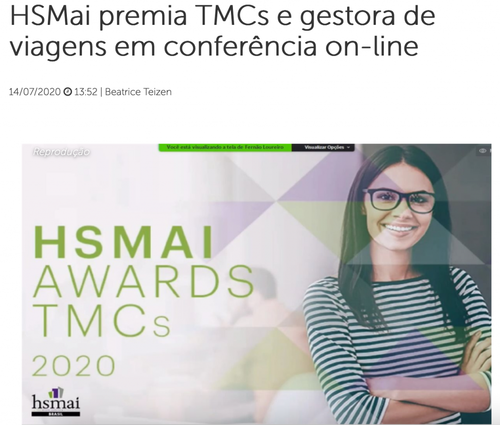 HSMAI premia TMCs e gestora de viagens em conferência on-line