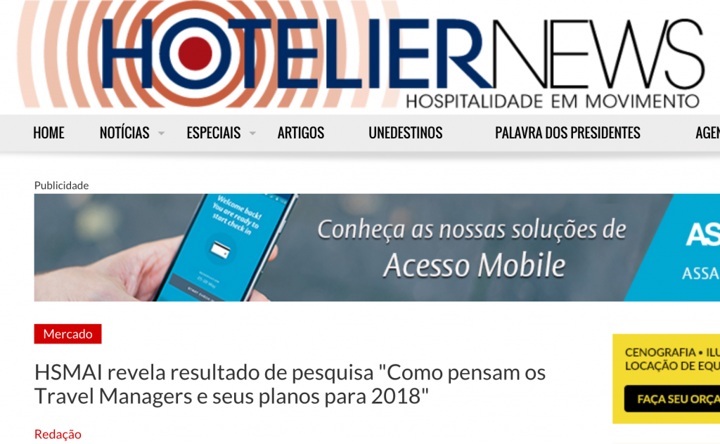 HSMAI revela resultado de pesquisa “Como pensam os Travel Managers e seus planos para 2018”