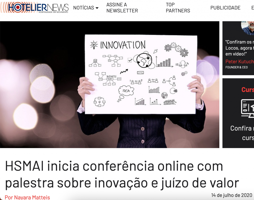 HSMAI inicia conferência online com palestra sobre inovação e juízo de valor