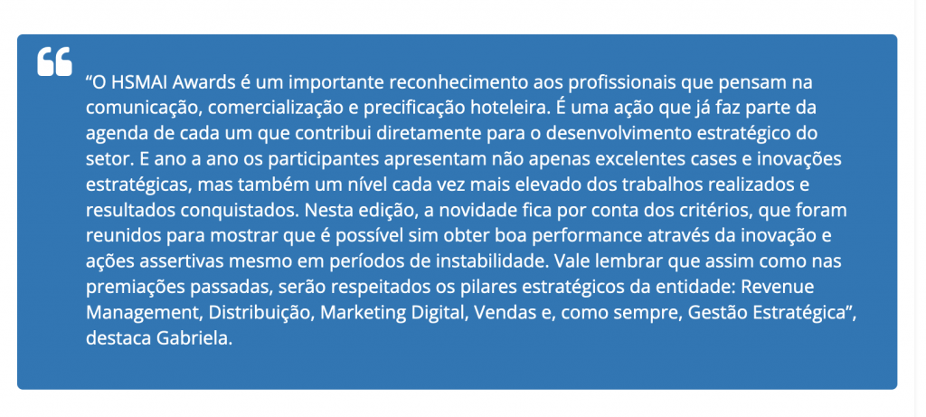 HSMAI Brasil anuncia abertura de inscrições para o HSMAI Awards, que reconhece cases da Hotelaria e do Turismo